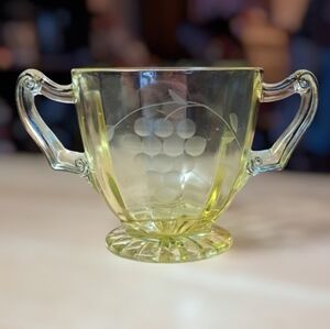 Vintage Yellow Glass Sugar Bowl